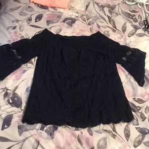 Navy lace blouse